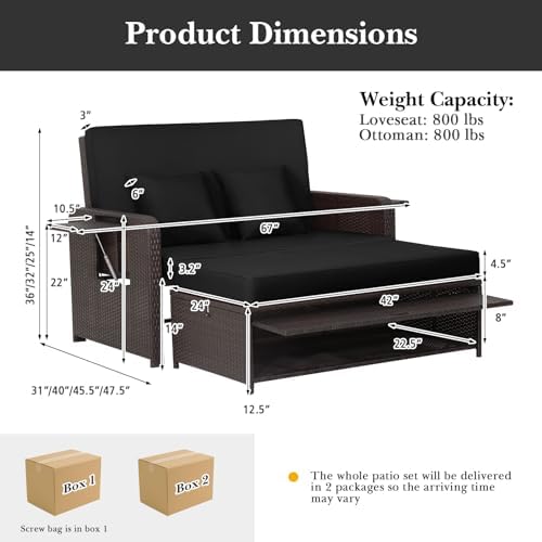 Tangkula 2-Person Patio Rattan Daybed - Image 4