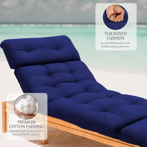 EverPine Outdoor Chaise Lounge Chair Cushion 74.4 x 22.8 x 4.7 Inch, Patio - Image 3