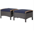 HAPPYGRILL Outdoor Patio Ottoman Set, PE Rattan Wicker Ottomans by HAPPYGRILL