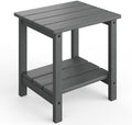 Adirondack Outdoor Side Table 18”x15“, HDPE 2-Tier Patio End Table by GarveeLife