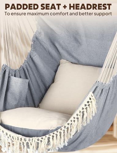 Chihee Hammock Chair with Strong Webbing Straps Hooks Suspension 2 Cushions - Image 6