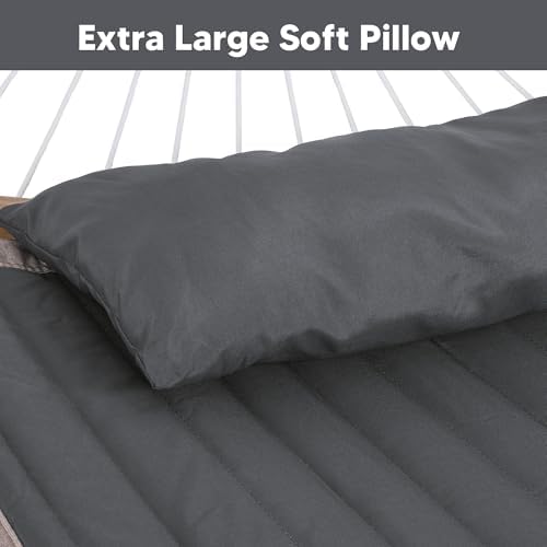 Portable Double Hammock with Curved Spreader Bar, Dark Gray - Image 3