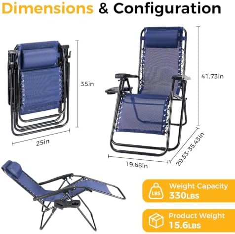 NEWBULIG Zero Gravity Chairs Set of 4, Folding Lounge Recliner Chair - Image 2