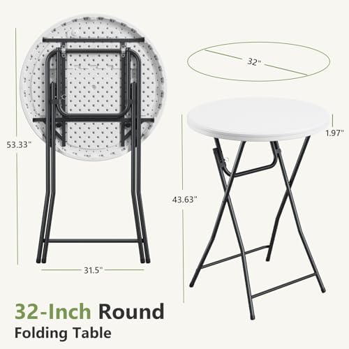 Folding Table, 32 Inch Foldable Cocktail Bar, High Top Round Folding Tables No - Image 3