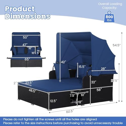 COSTWAY Outdoor Daybed with Retractable Canopy - Image 5