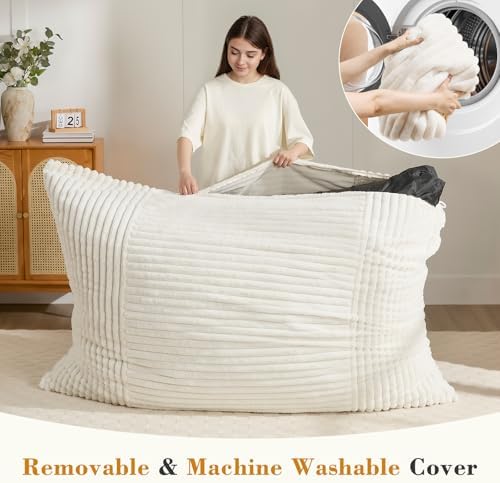 3-in-1 Giant Bean Bag Chair for Adults & Kids, Convertible Floor Sofa to - Image 4
