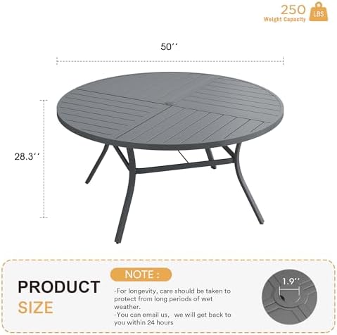 VICLLAX Round Patio Table with Adjustable Umbrella Hole - Image 3