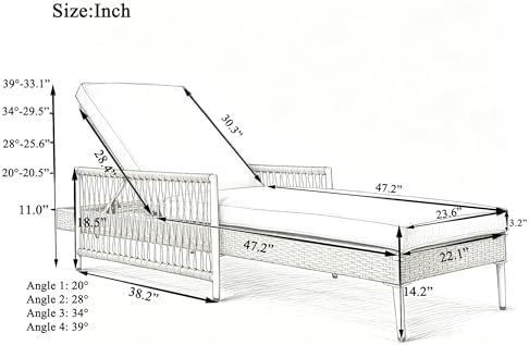 Outdoor All-Weather PE Rattan Chaise Lounge, Minimalist Patio Wicker Lounge - Image 2