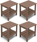 Outdoor Side Table Set of 4, Double Layer Adirondack End Table- Brown by KINGYES