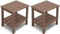 Outdoor Side Table Set of 2, Double Layer Adirondack End Table- Brown by KINGYES