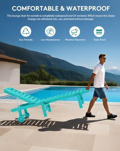 SERWALL HDPE Outdoor Chaise Lounge Set of 2 - Image 5