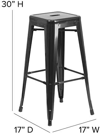 Flash Furniture 30 in Metal Indoor/Outdoor Backless Barstool - Image 3