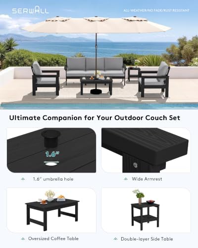 SERWALL HDPE Outdoor Patio Furniture Set Outdoor Couch - Image 5