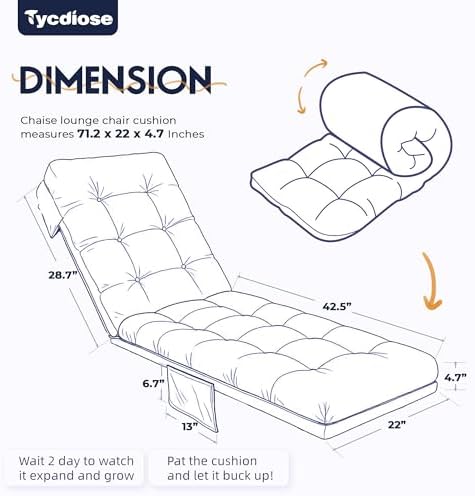 Outdoor Chaise Lounge Chair Cushion, Thickened Non-Slip Patio Lounge Chair - Image 3