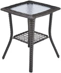 Wicker Rattan Side Table Patio Wicker Table, Outdoor Square Rattan Coffee Table by Unknown
