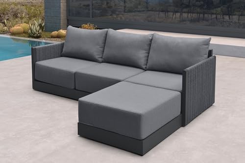 PURPLE LEAF Patio Conversation Set 4-Piece w/Ottoman Deep Seating - Image 2