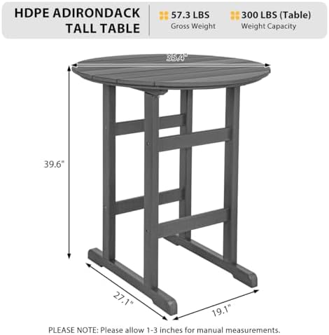 Sundale Outdoor 5 Pieces Adirondack Bar Set, Patio Counter Height Bistro - Image 3