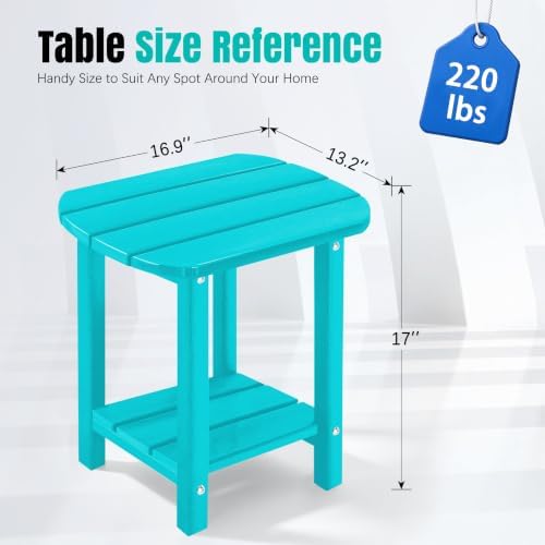 2-Tier Patio Side Table, Heavy Duty HDPE Outdoor End Table - Image 3