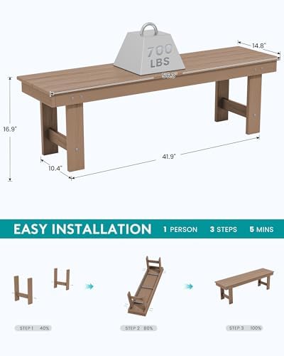 SERWALL 2-Person Backless Outdoor Bench 56 Inches - Image 3
