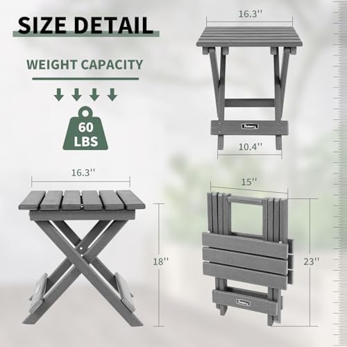 FUNBERRY Outdoor Folding Adirondack Side Table Set of 2, Patio End Table - Image 3