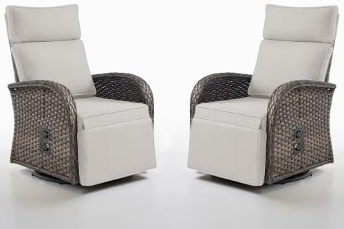 Dual-Adjust Outdoor Swivel Recliner Chair – Reclining Patio Chair by Belord