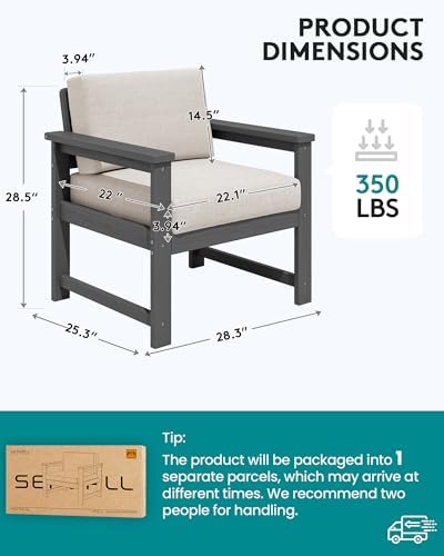 SERWALL 2 Pieces HDPE Cushioned Single Adirondack Armchair Sofa Set - Image 2