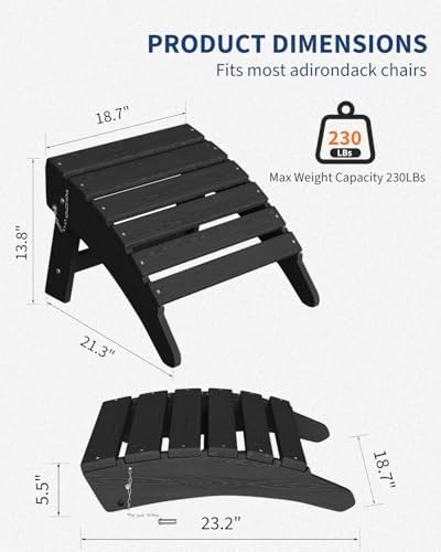 Garvee Folding Adirondack Ottoman, HDPE Footrest - Image 3
