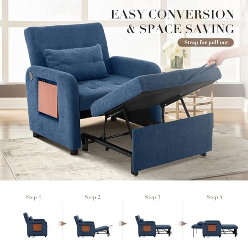 MALOL Convertible Chair-Fabric Sofa Bed, Single Sleeper Sofa - Image 6
