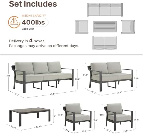 KISLOT Aluminum Outdoor Patio Furniture Set - Image 2