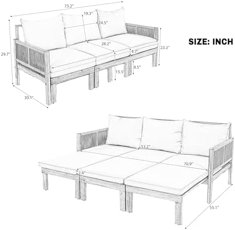 Outdoor Daybed Patio Sofa Bed 3 Seat Patio Sunbed Outdoor Sleeper Sofa Outdoor - Image 2