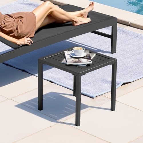 Aluminum Outdoor Side Table, Pool Lounge Chair Side Table, Weather Resistant - Image 2