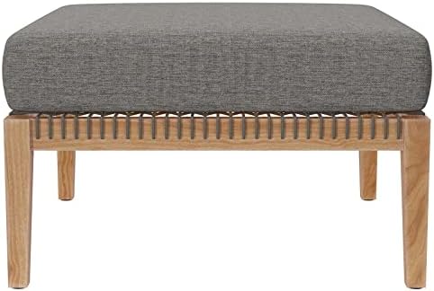 Modway Clearwater Outdoor Patio Teak Wood Ottoman in Gray Graphite - Image 5
