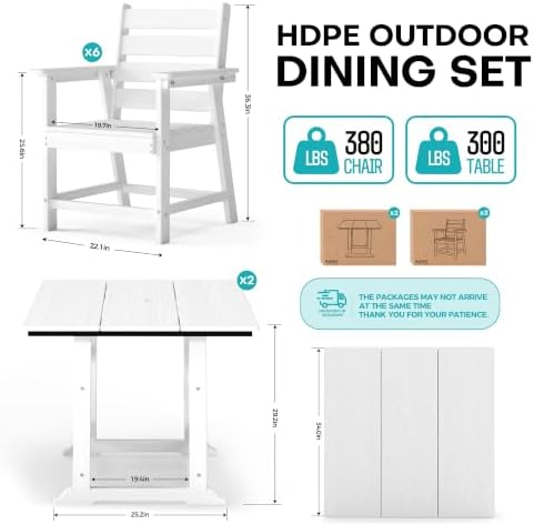 HDPE Outdoor Dining Set, Patio Dining Set of 8 - Image 2