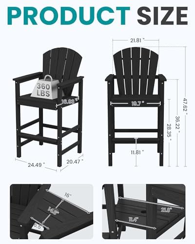 SERWALL Tall Adirondack Chairs Set of 2 - Image 4