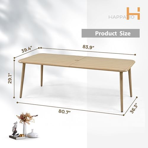 Outdoor Dining Table for 8, Large Rectangular Aluminum Frame Patio Dining Table - Image 2