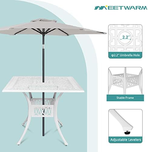 35.4" Square Patio Dinning Table, Outdoor Cast Aluminum Dinning Large Table - Image 4