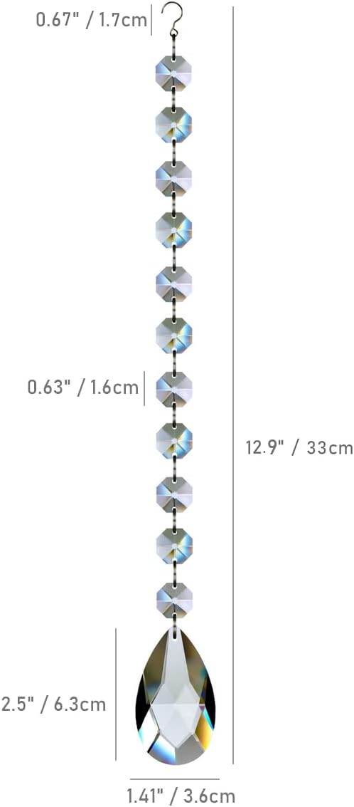 1ft 6pcs Teardrop Crystals Garland, Chandelier Hanging Crystals Beads Chain for Home Wedding Decoration Clear GOLDENHAITAI