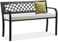 Outdoor Bench, Patio Garden Benches, Metal Weatherproof Porch Bench by HOME