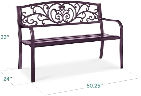 Best Choice Products Outdoor Bench Steel Garden Patio Porch Furniture - Image 2