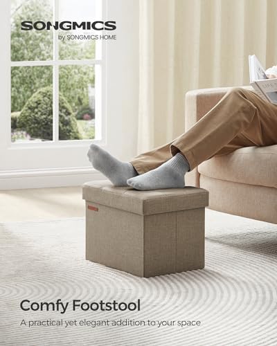 SONGMICS Small Folding Storage Ottoman, 15.7 x 12.2 x 12.2 Inches - Image 4