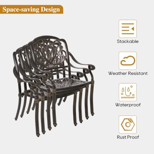 5-Piece Cast Aluminum Outdoor Patio Dining Set, All Weather Cast Aluminum - Image 5
