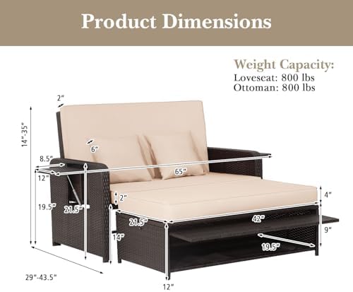 HAPPYGRILL Patio Rattan Wicker Daybed - Image 7