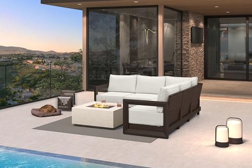 PURPLE LEAF Patio Furniture Set 5 Pcs L-Shaped Outdoor Couch - Image 2