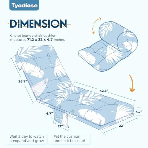 Outdoor Chaise Lounge Chair Cushion, Thickened Non-Slip Patio Lounge Chair - Image 3