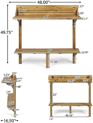 Christopher Knight Home Caribbean Outdoor Acacia Wood Balcony Bar Table - Image 3