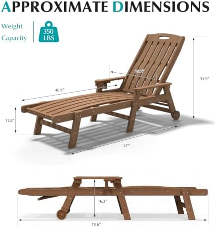 Domi Lounge Chair Outdoor Pool Patio Chaise Lounge Chairs Outside - Image 2