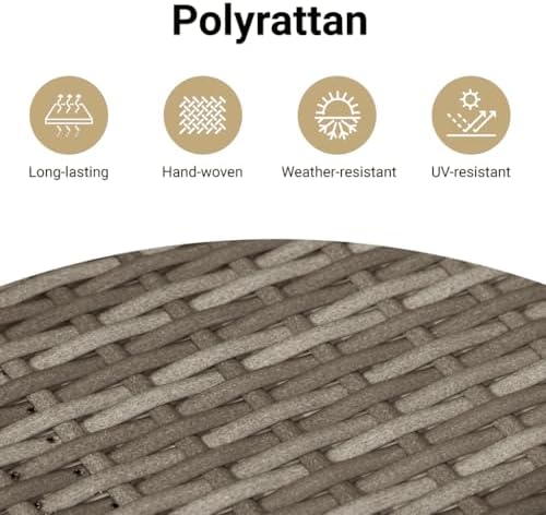 vidaXL Patio Table Gray 27.6"x15"x16.5" Poly Rattan Acacia Wood - Image 4