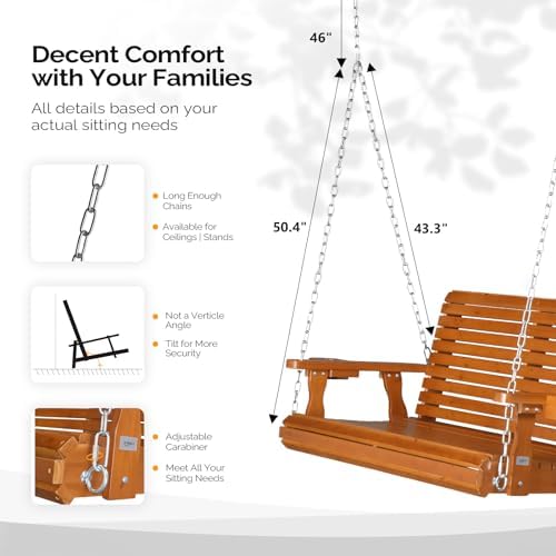 VINGLI XL 4 FT Pro Wooden Porch Swing - Image 3