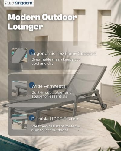 Outdoor Lounge Chair, HDPE Chaise Lounge, 5-Position - Image 6