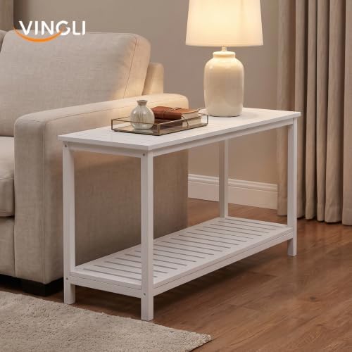 VINGLI 49in 49.21" Solid Wood Outdoor Console Table, 2-Tier Patio Buffet Bar - Image 6
